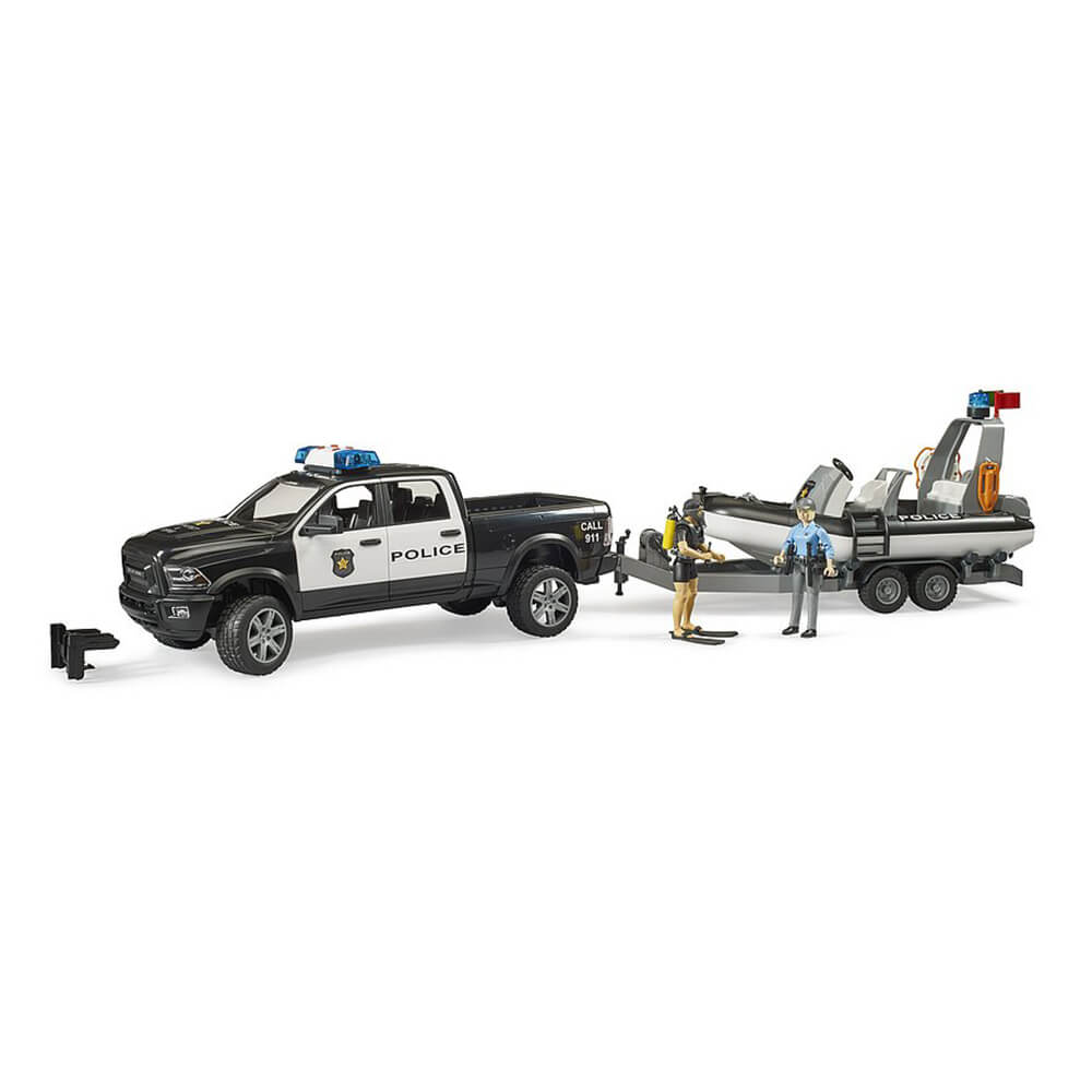 Bruder Pro Series RAM 2500 Police Pickup, Trailer, Boat & Figures