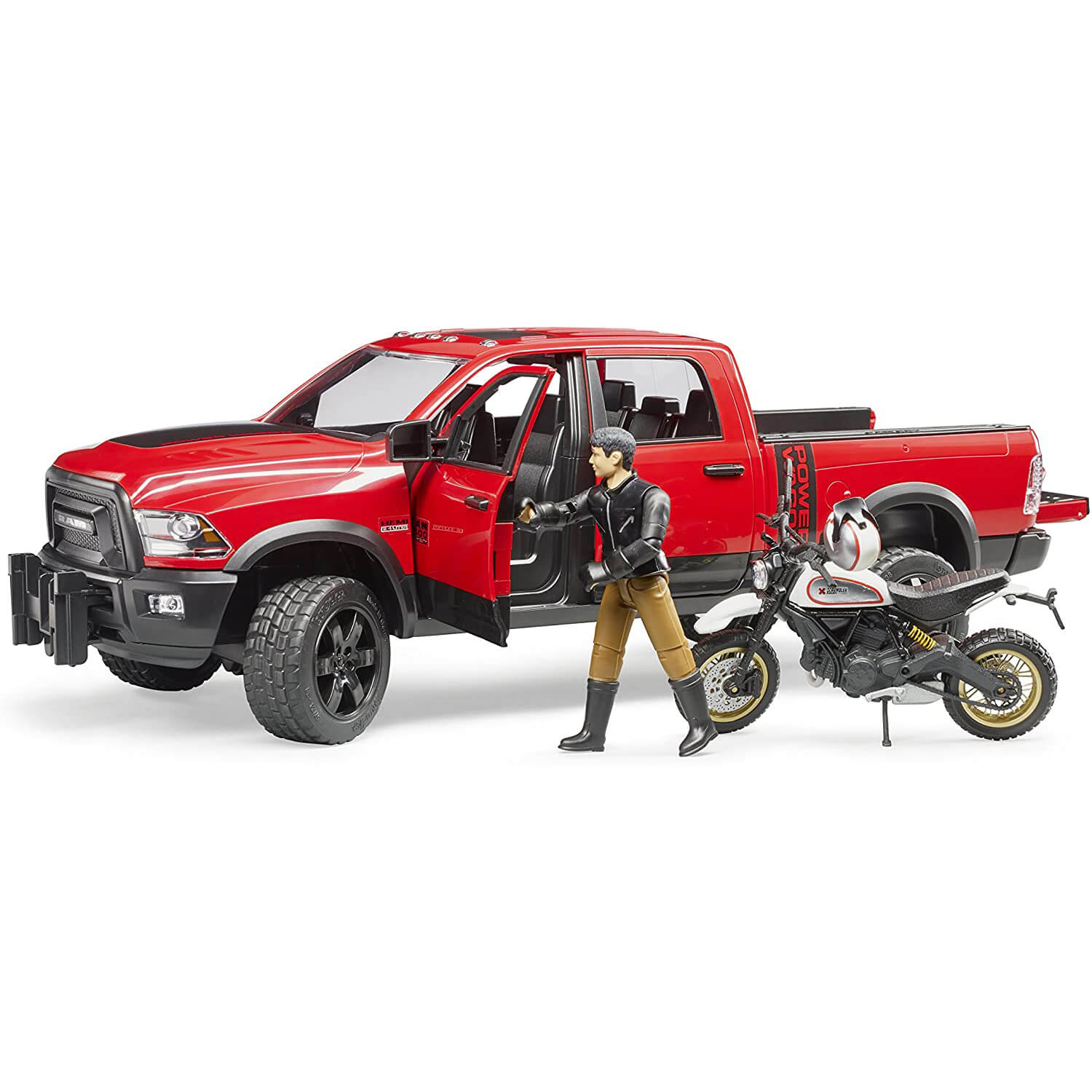 Bruder Pro Series RAM 2500 Power Wagon w Scrampler Ducati Desert Sled 1:16 Scale Set