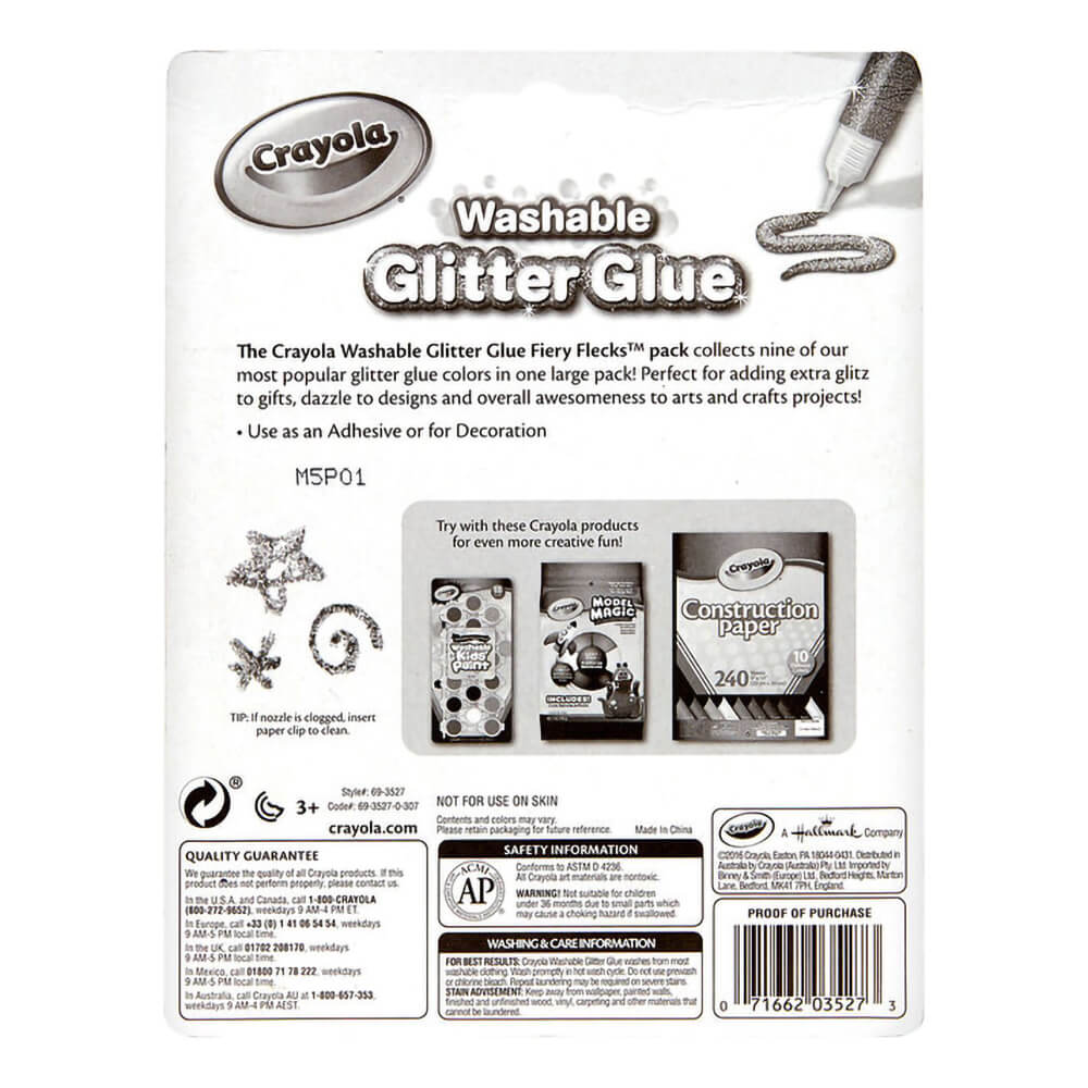 Crayola 9ct Washable Glitter Glue Fiery Flecks