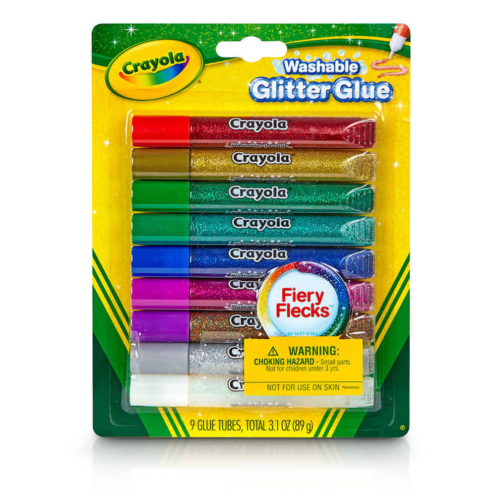 Crayola 9ct Washable Glitter Glue Fiery Flecks