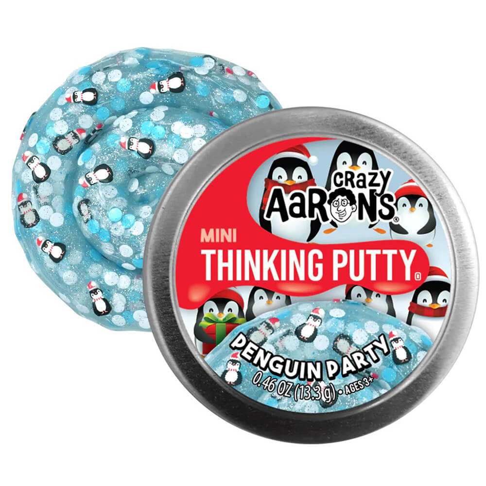 Crazy Aaron's Holiday Thinking Putty Penguin Party with 2