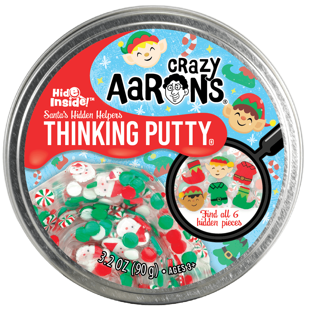 Crazy Aaron's Holiday Thinking Putty Santa's Hidden Helpers with 4