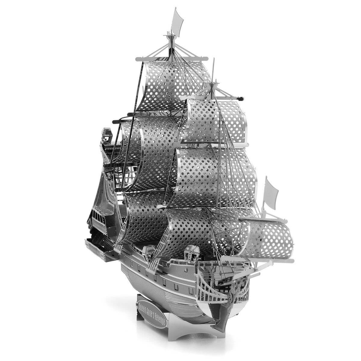 Front view of the metal ship model.