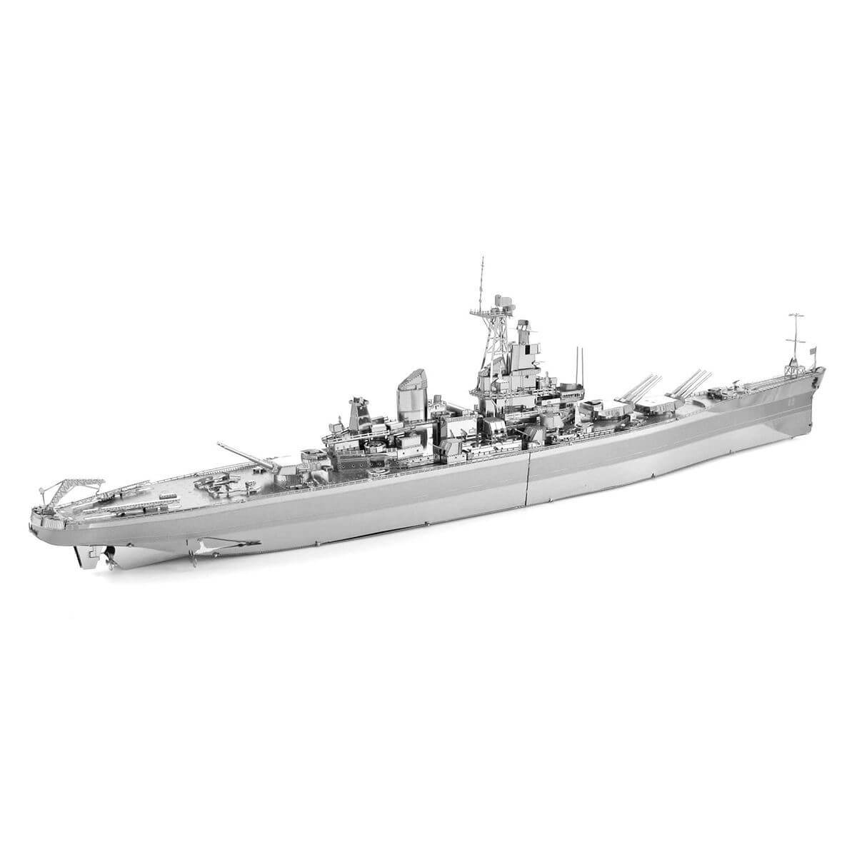 Side view of the Metal Earth Premium Iconx USS Missouri Metal Model Kit - 3 Sheets.