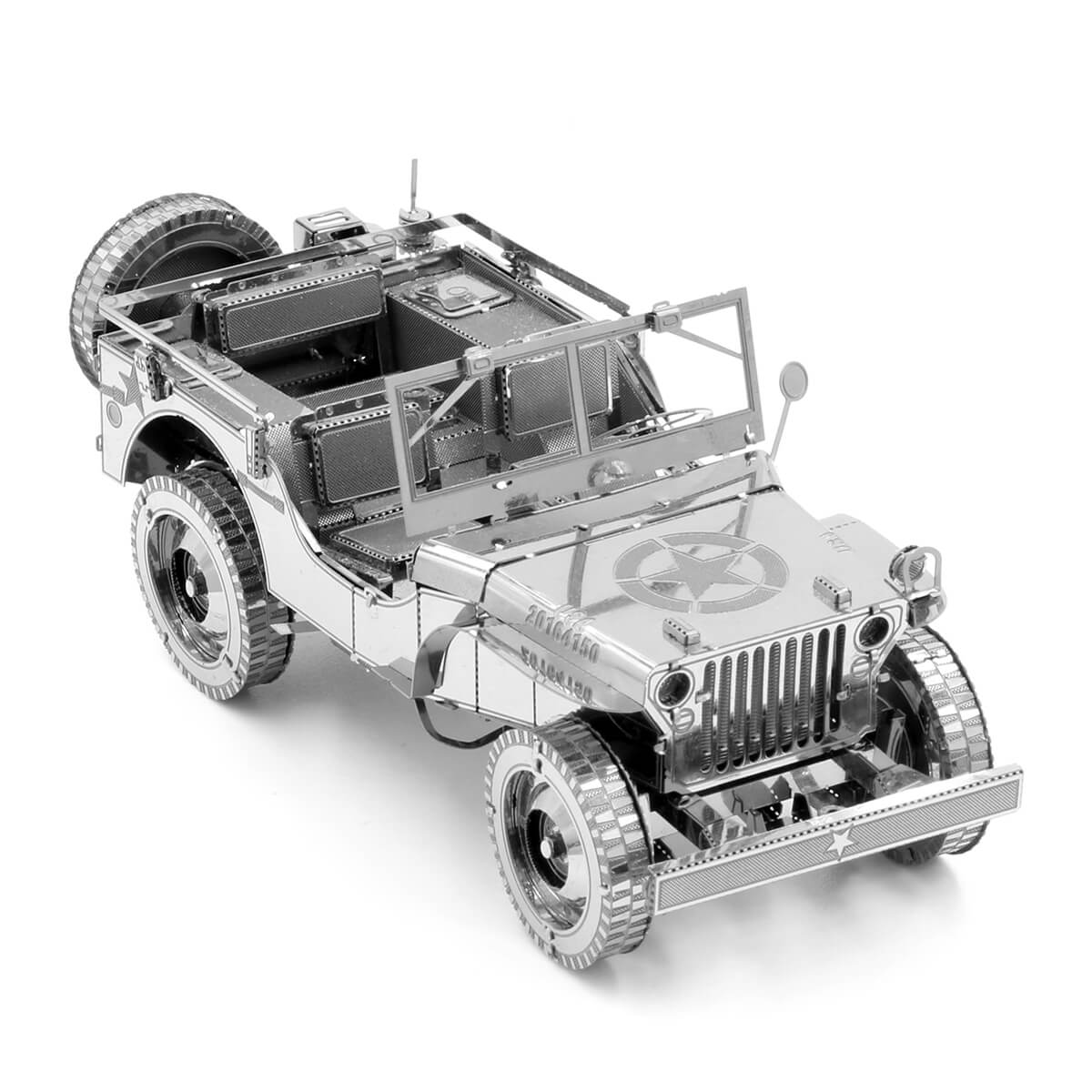 Front view of the metal jeep model.