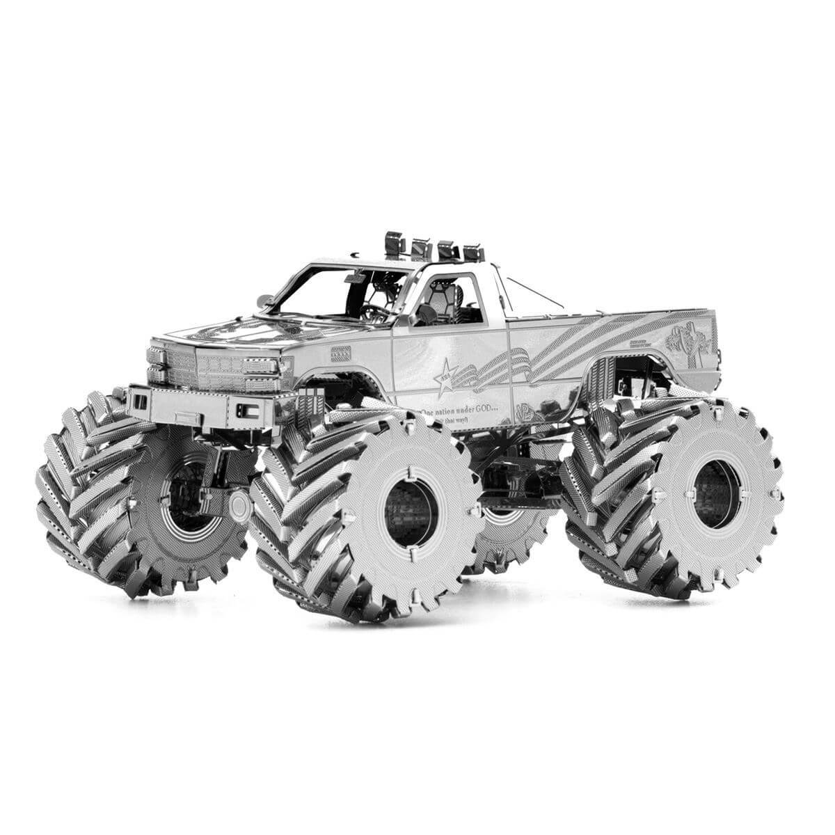 Front view of the Metal Earth Monster Truck Metal Model Kit - 3 Sheets.