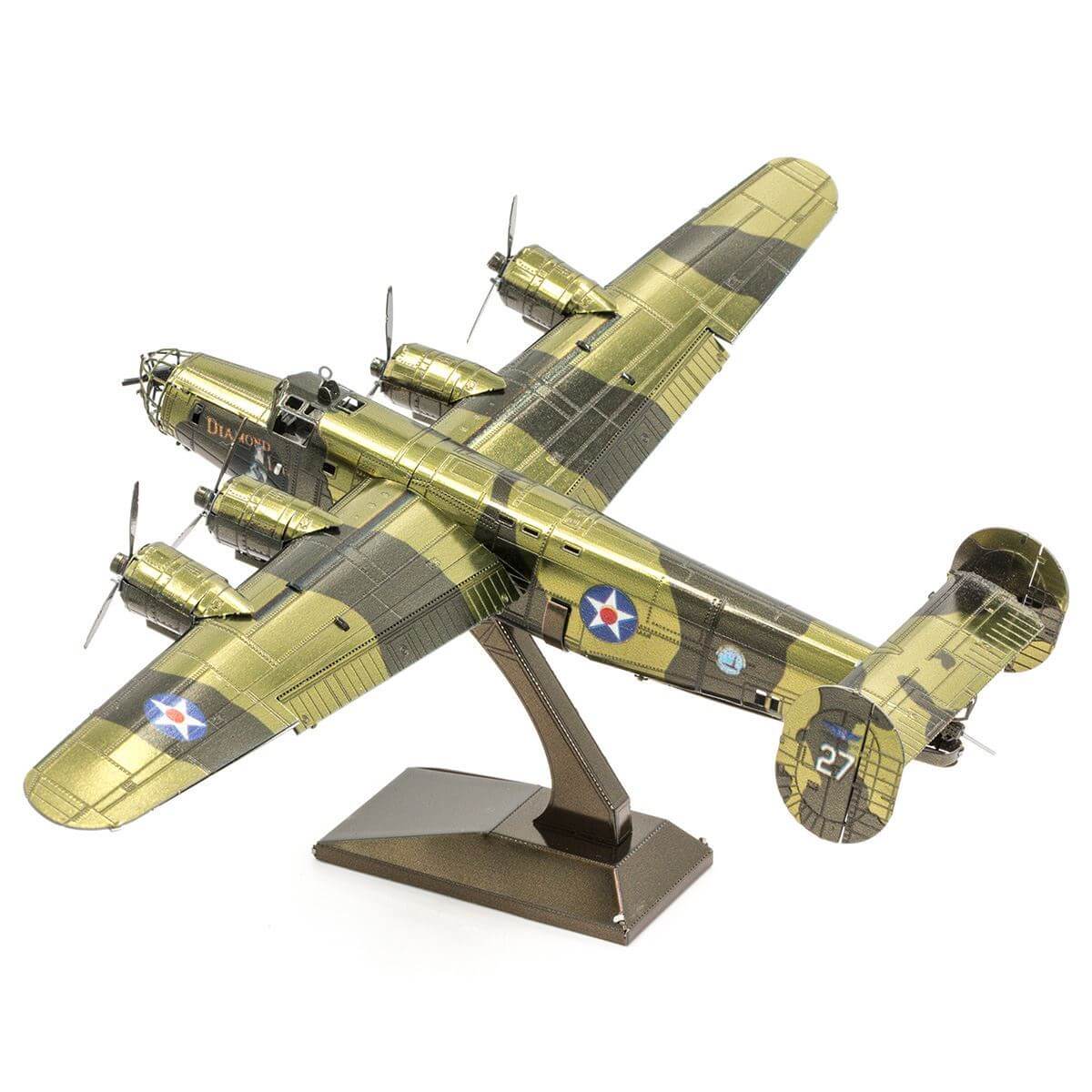 Side view of the Metal Earth B-24 Liberator Color Metal Model Kit - 3 Sheets.