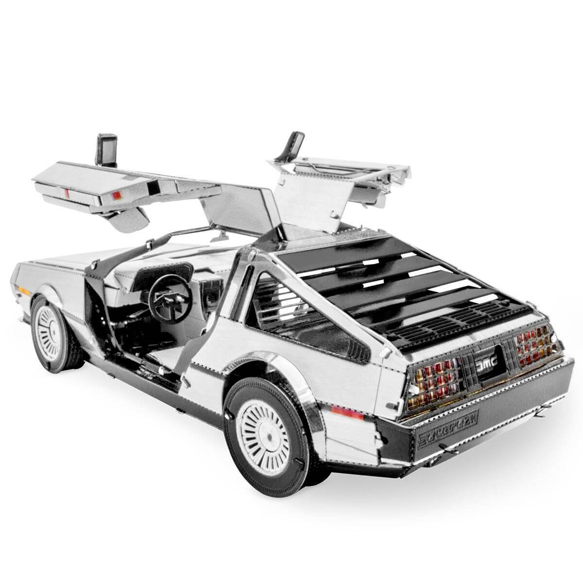 Back view of the Metal Earth DeLorean Metal Model Kit - 2.5 Sheets.