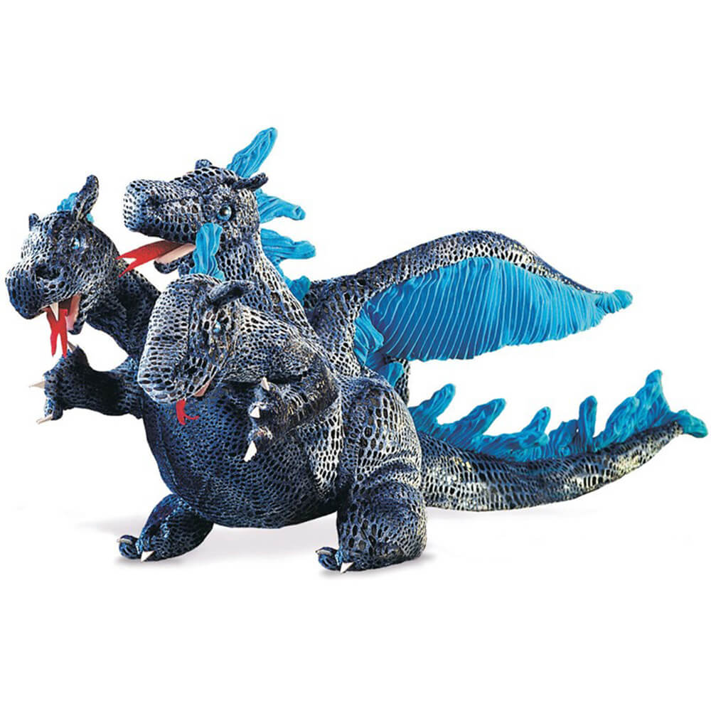 Folkmanis Blue Three-Headed Dragon Hand Puppet