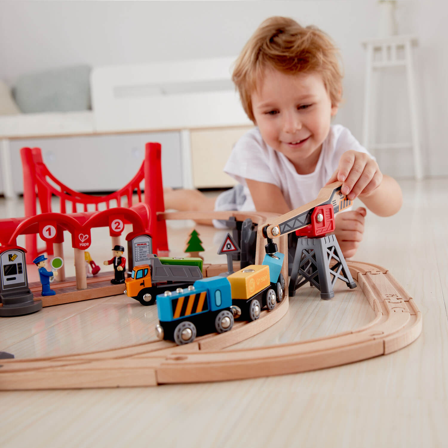 Hape Railway Busy City Rail Wooden Train Set