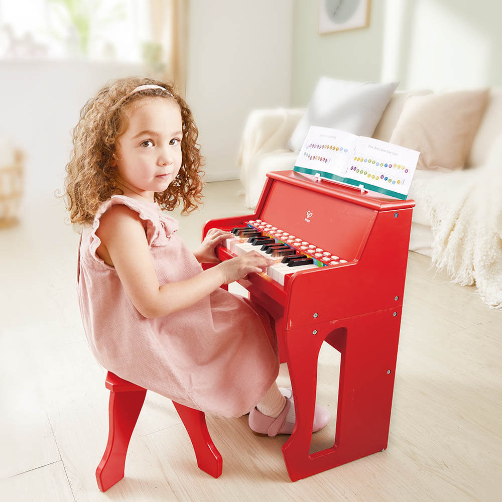 Hape Learn with Lights Red Piano w/ Stool