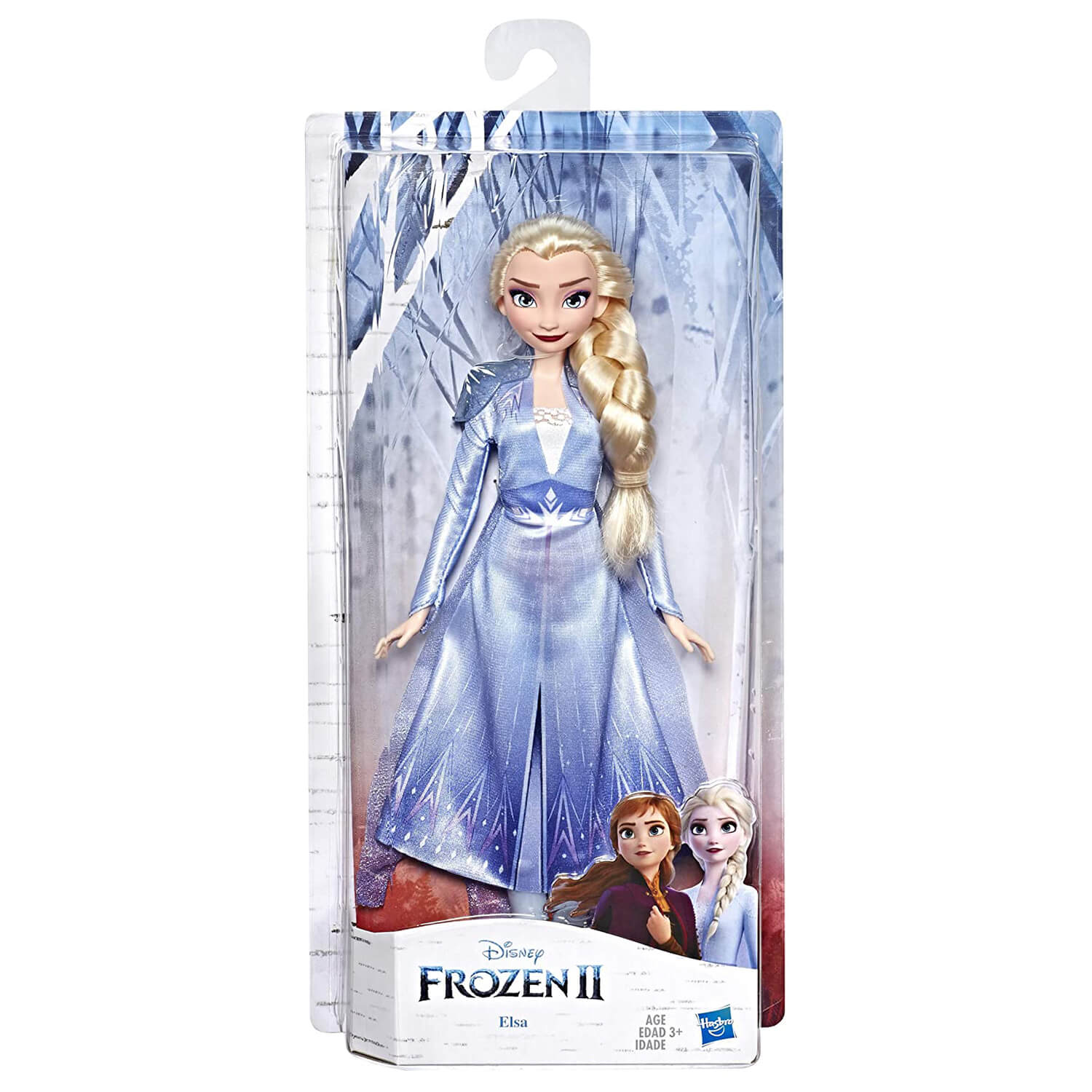 Front view of the Disney Frozen II Elsa Doll package.