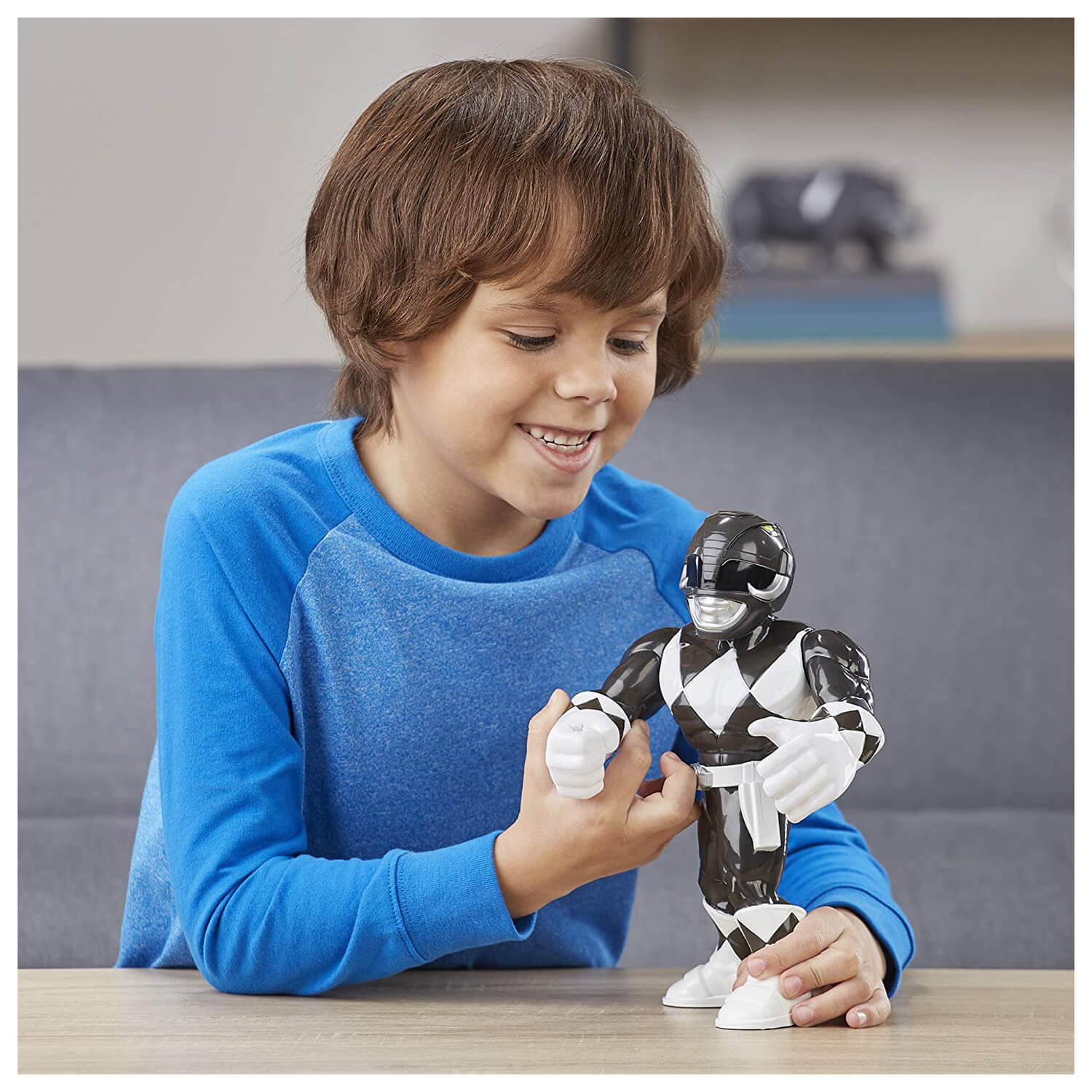 Kid playing with the figure.