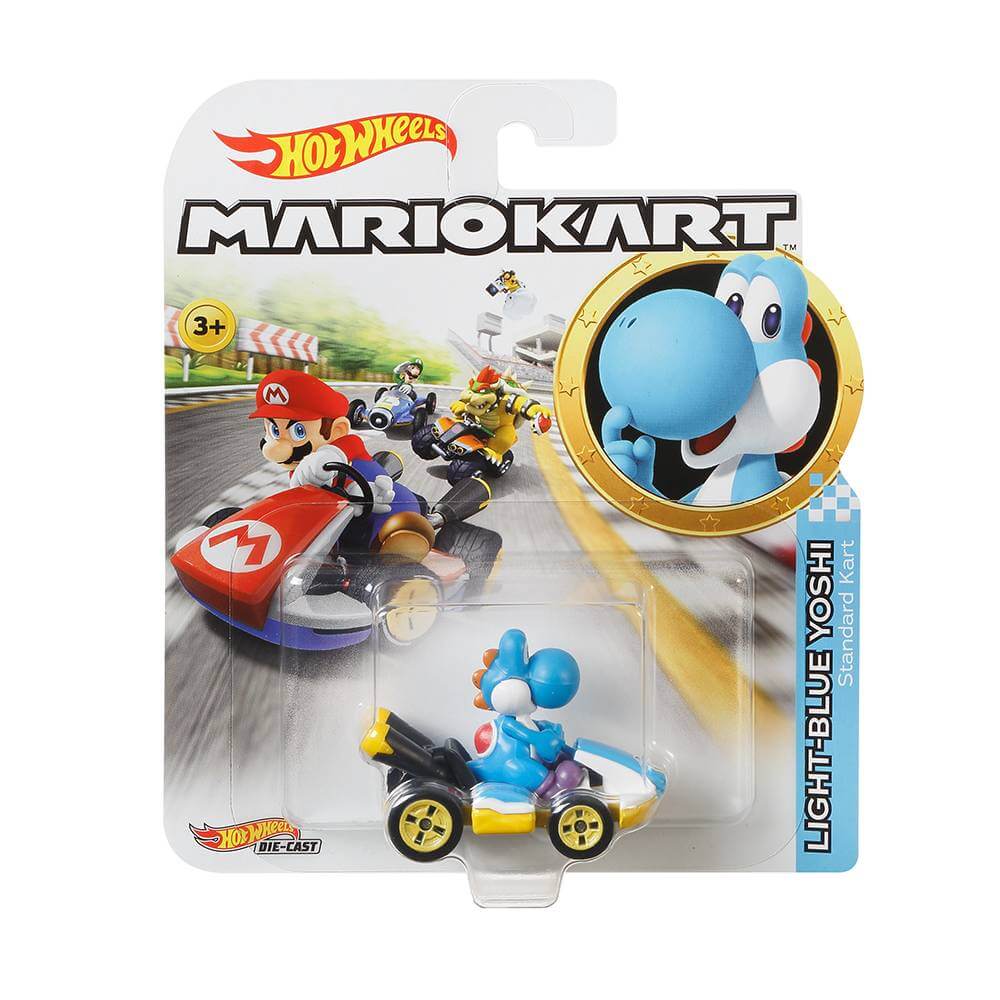 Hot Wheels Mario Kart Light-Blue Yoshi Standard Kart