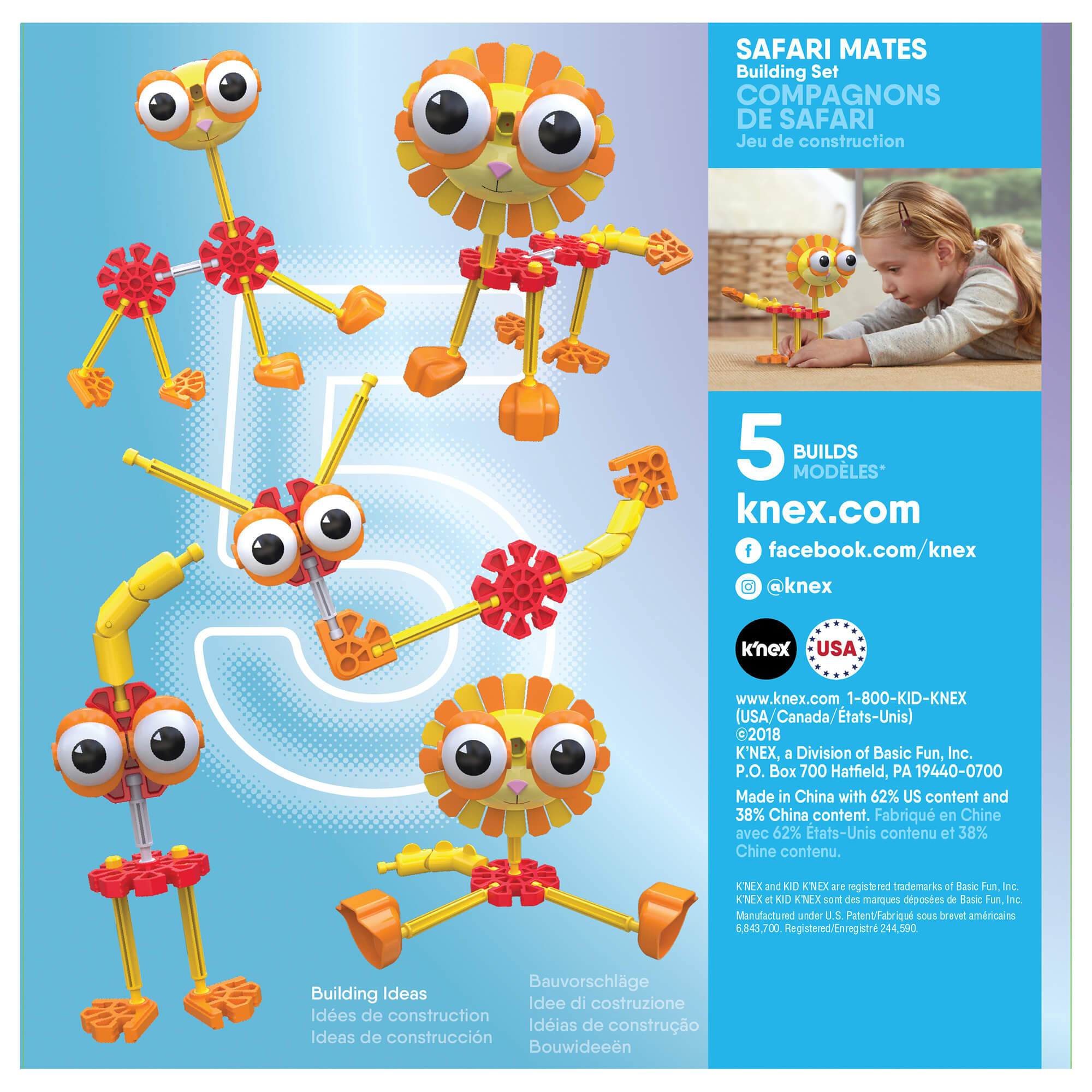 Front view of the Kid K'nex Safari Friends package.