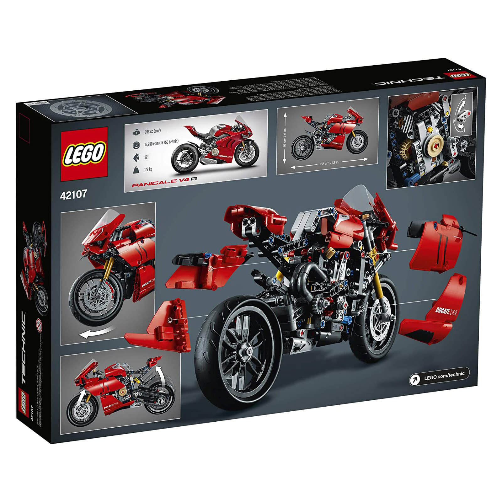 LEGO Technic Ducati Panigale V4 R 646 Piece Building Set (42107)