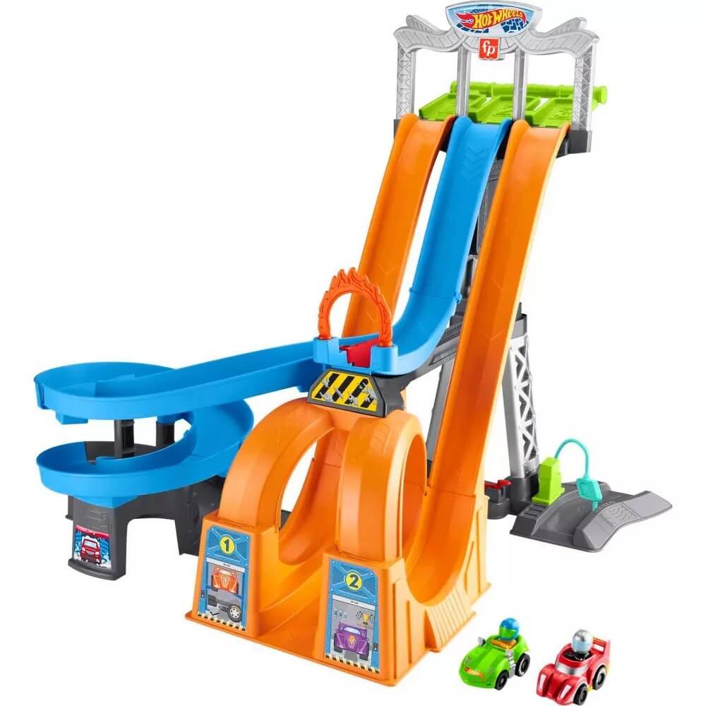 Little People Hot Wheels Racing Loops Tower Vehicle Track and Playset