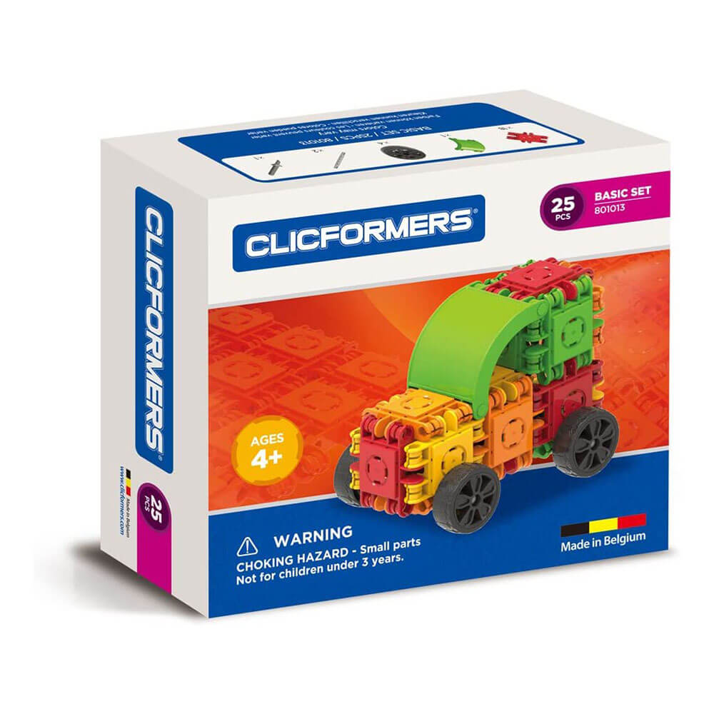 Front view of the Clickformers Transport Set - 25 Pieces package.