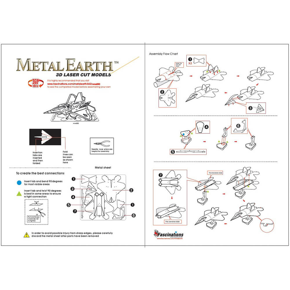 Metal Earth Lockheed Martin F-22 Raptor 1 Sheet Metal Model Kit