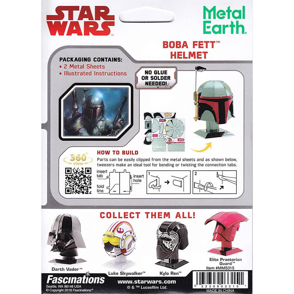 Metal Earth Star Wars Boba Fett Helmet 2 Sheet Metal Model Kit