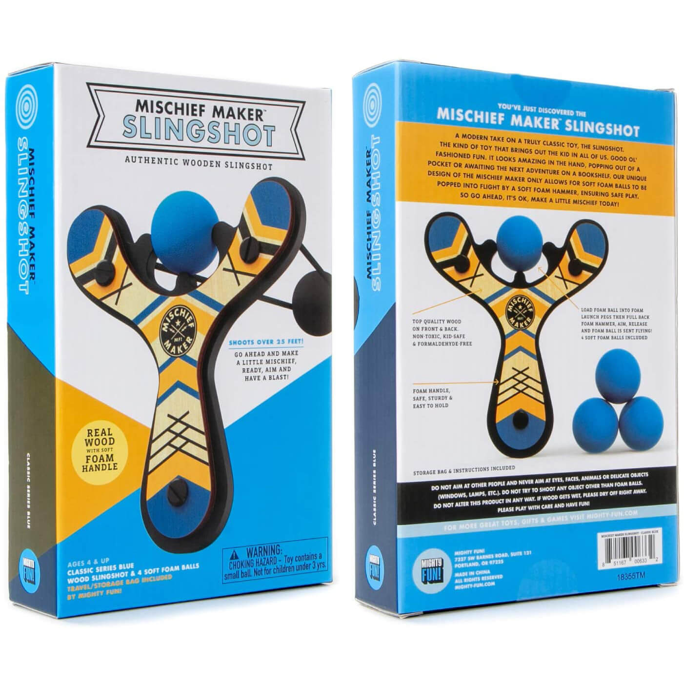 Mighty Fun Mischief Maker Blue Slingshot with 4 Balls