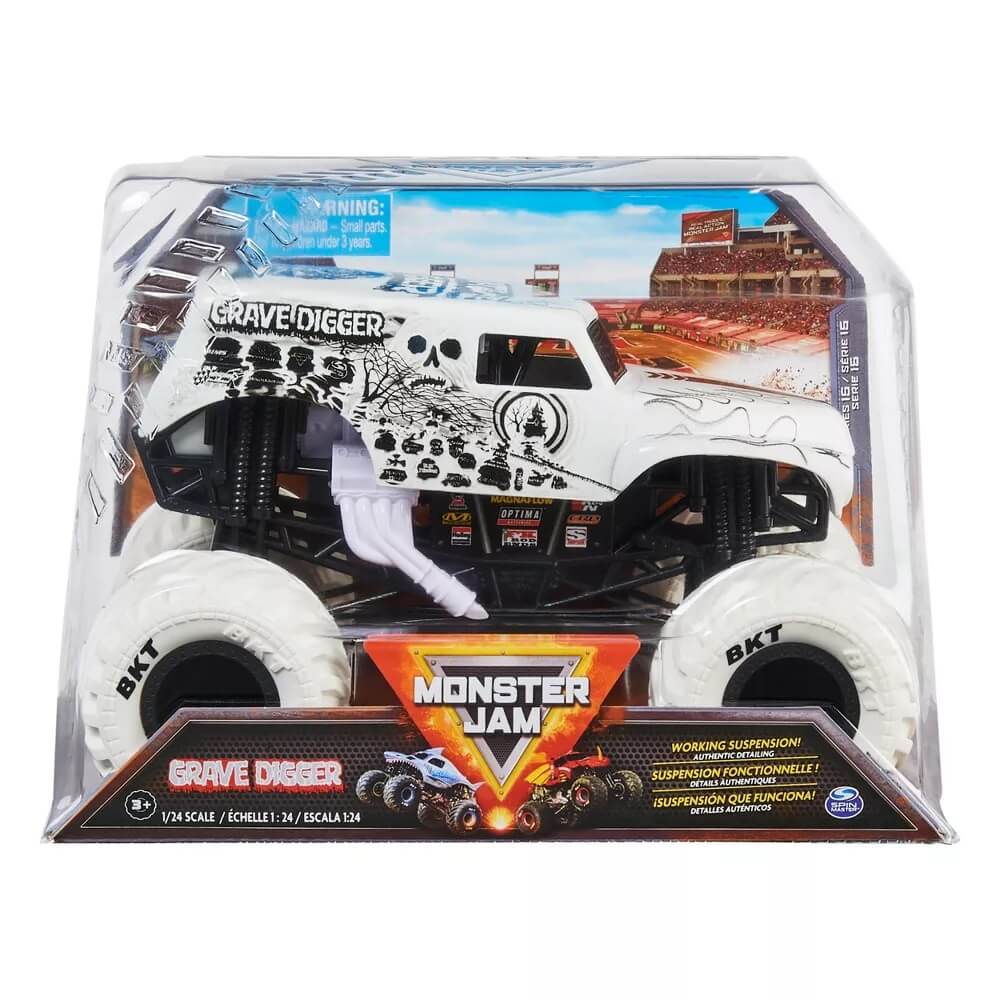 Monster Jam True Metal White Grave Digger 1:24 Scale Monster Truck