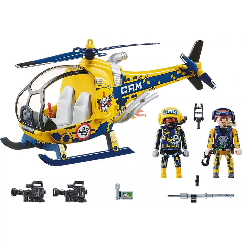 PLAYMOBIL Air Stunt Show Helicopter with Film Crew Playset (70833)