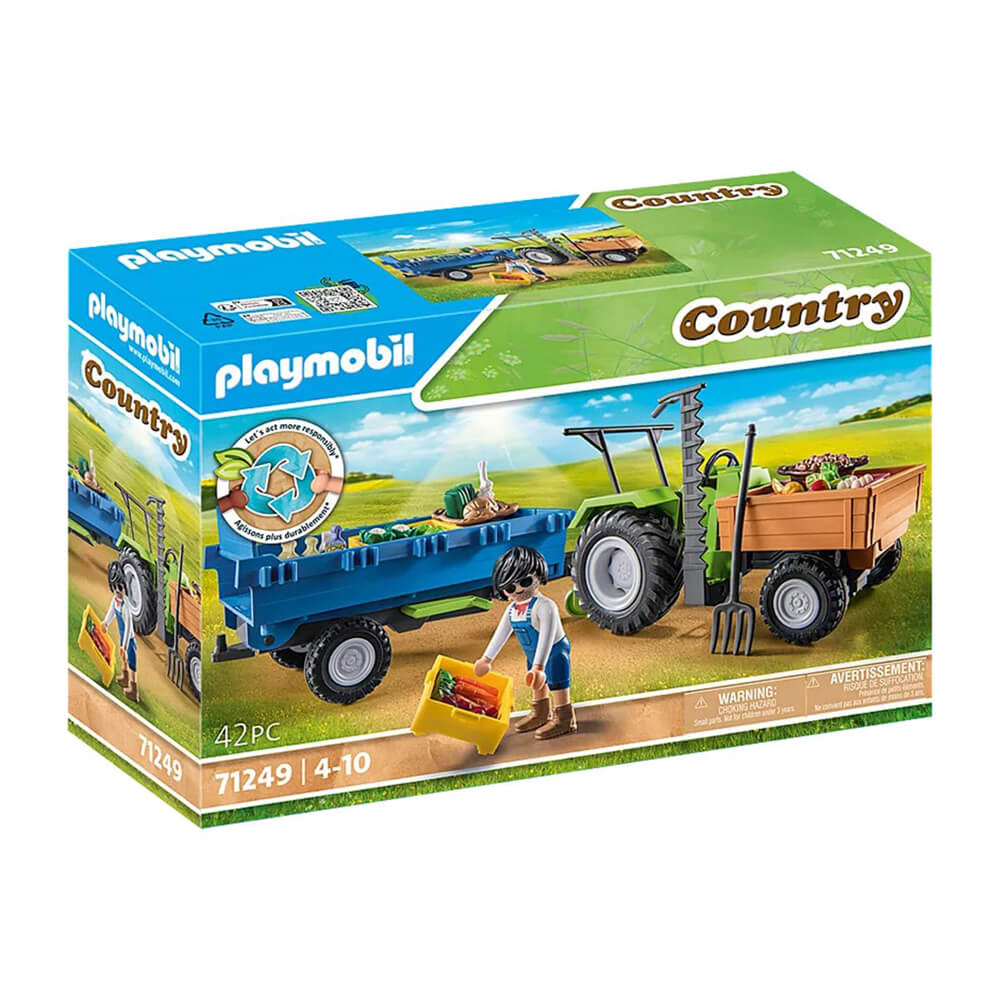 PLAYMOBIL Farm Harvester Tractor with Trailer Playset (71249)