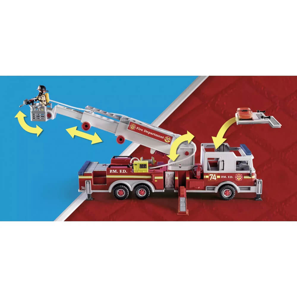 Playmobil Rescue Vehicles Fire Engine with Tower Ladder Playset (70935)