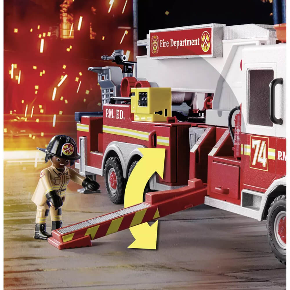 Playmobil Rescue Vehicles Fire Engine with Tower Ladder Playset (70935)