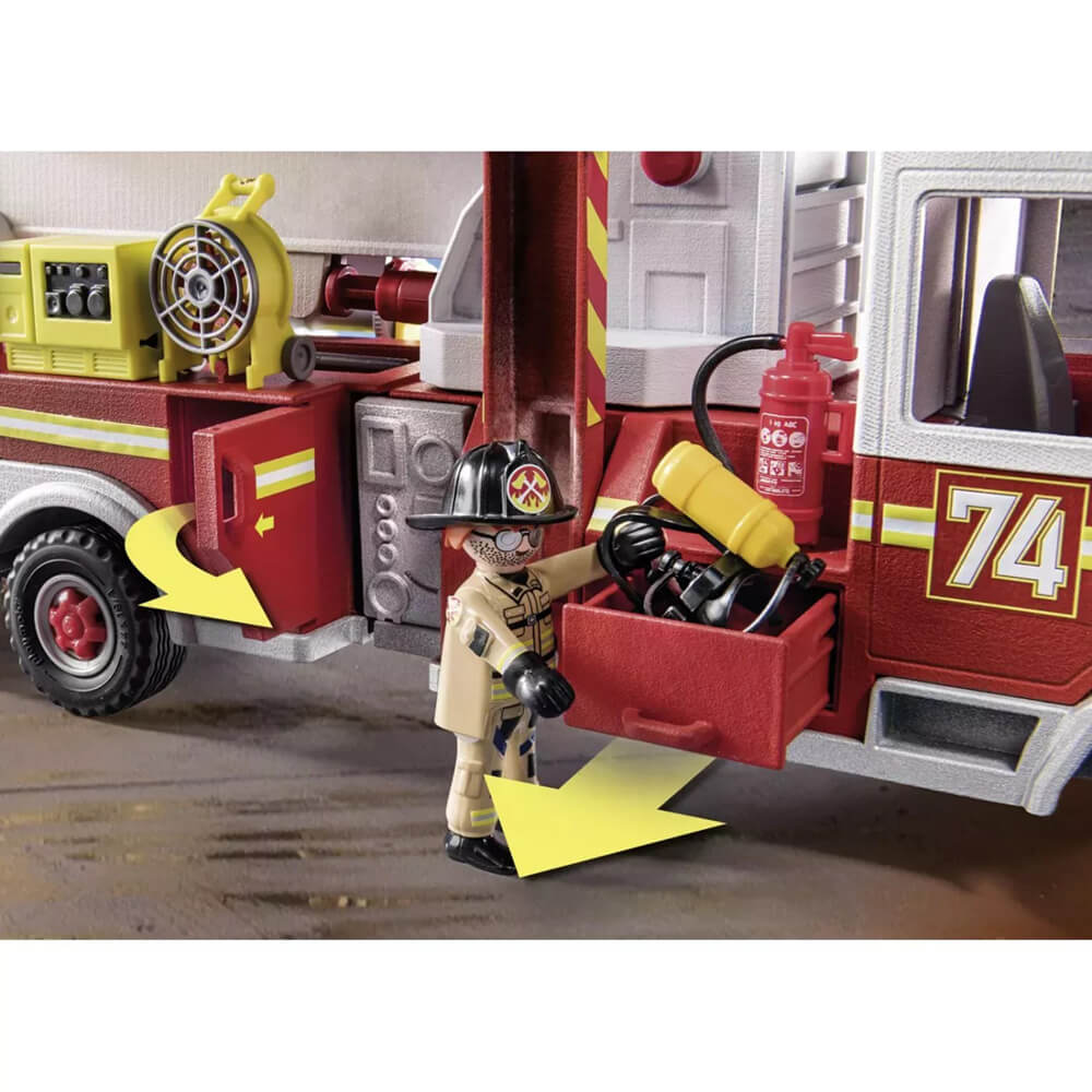 Playmobil Rescue Vehicles Fire Engine with Tower Ladder Playset (70935)