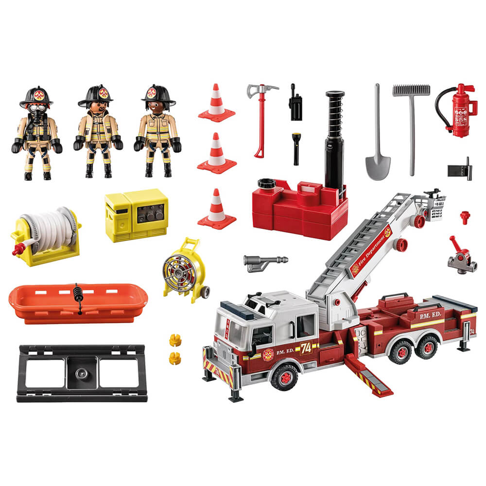 Playmobil Rescue Vehicles Fire Engine with Tower Ladder Playset (70935)