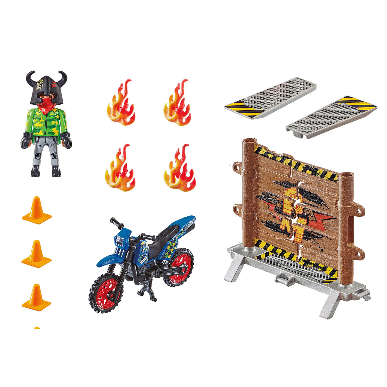 PLAYMOBIL Stunt Show Motocross with fiery Wall (70553)