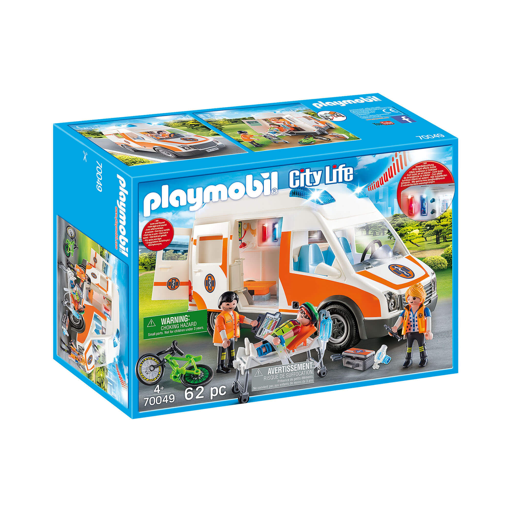 PLAYMOBIL Rescue 911 Ambulance with Flashing Lights (70049)