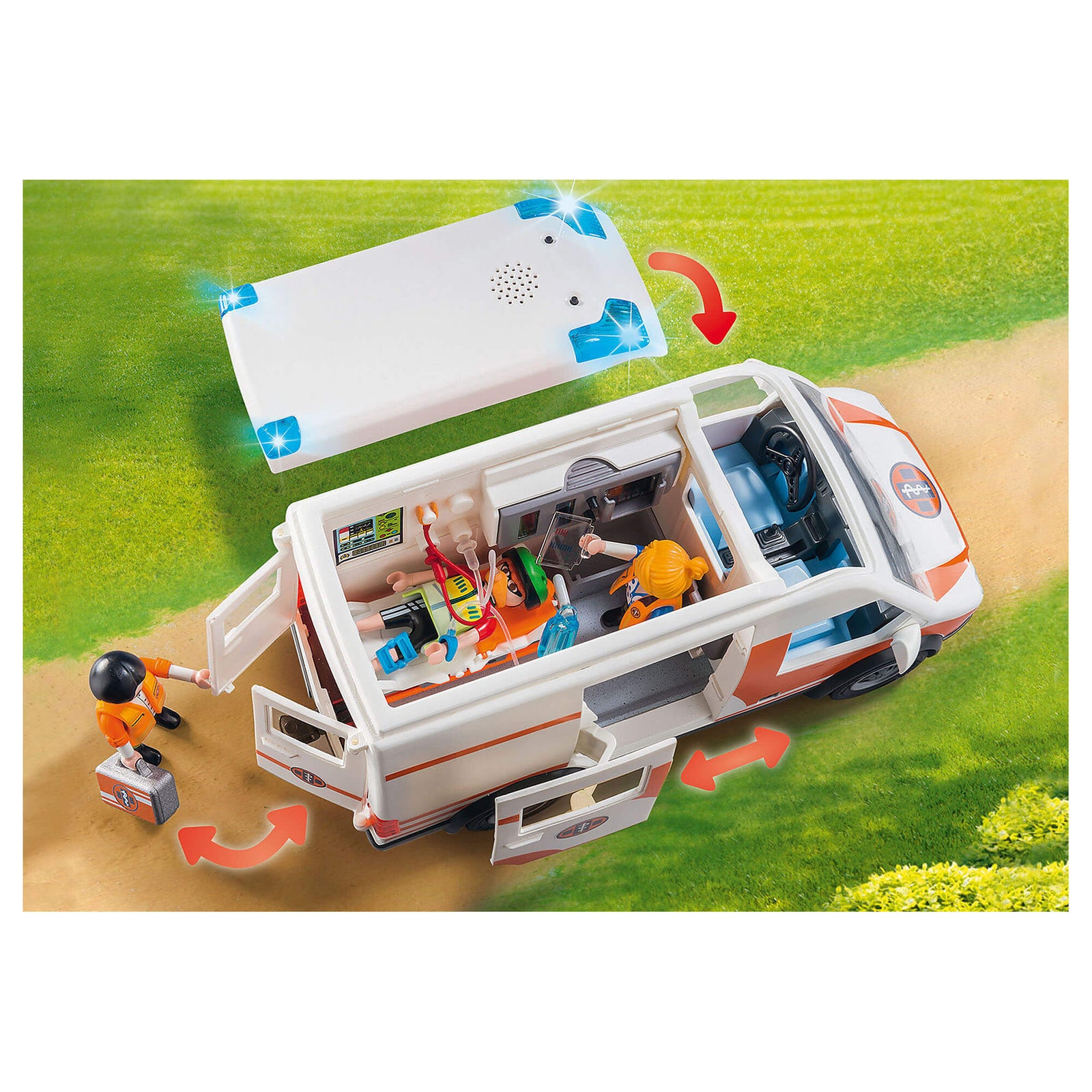 PLAYMOBIL Rescue 911 Ambulance with Flashing Lights (70049)