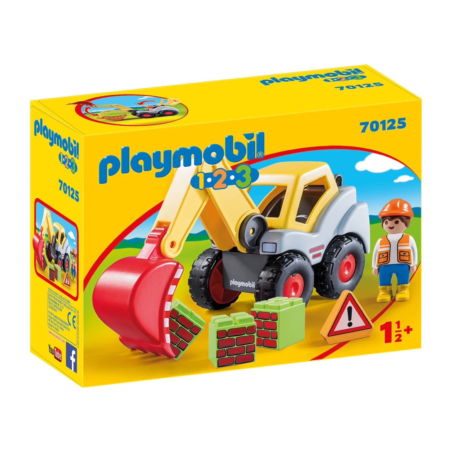 PLAYMOBIL 1.2.3 Shovel Excavator (70125)