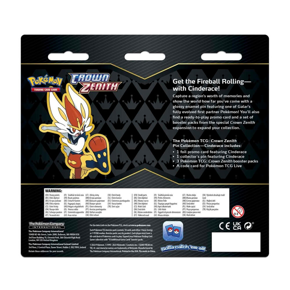 Pokemon TCG Crown Zenith Pin Collection (Cinderace)