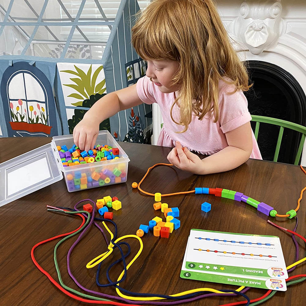 Thames and Kosmos Lacing Beads Math Kit with Activity Cards