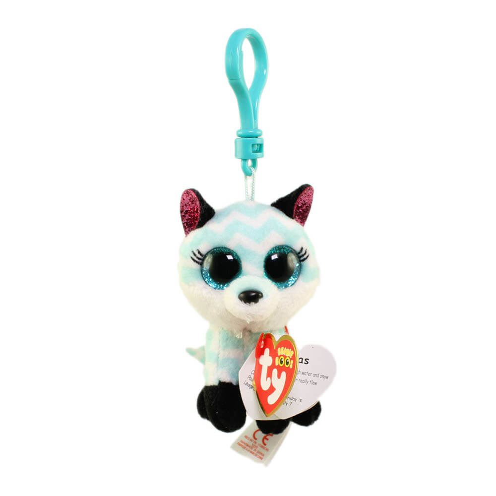 Ty Beanie Boos Atlas the Aqua Chevron Fox Clip