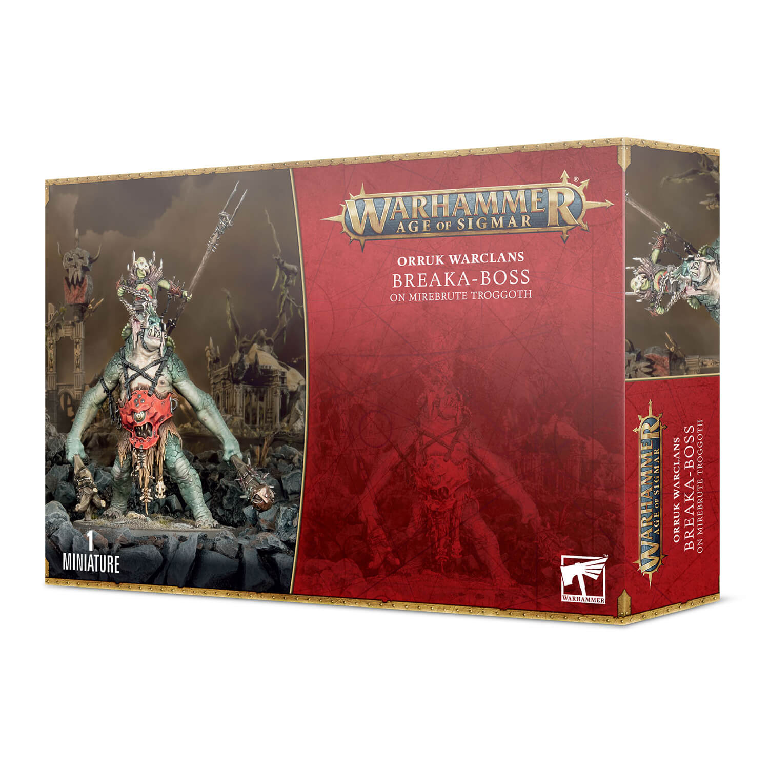 Warhammer: Age of Sigmar Orruk Warclans Breaka-boss on Mirebrute Troggoth