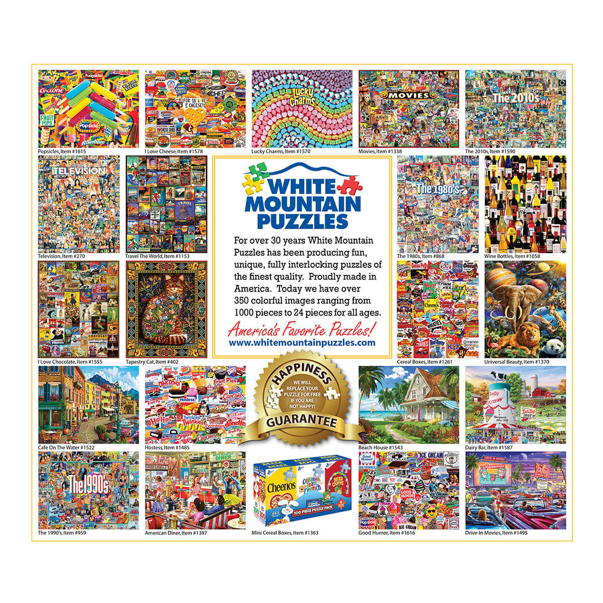 Back of White Mountain Puzzles Storytime 1000 Piece Jigsaw Puzzle Box