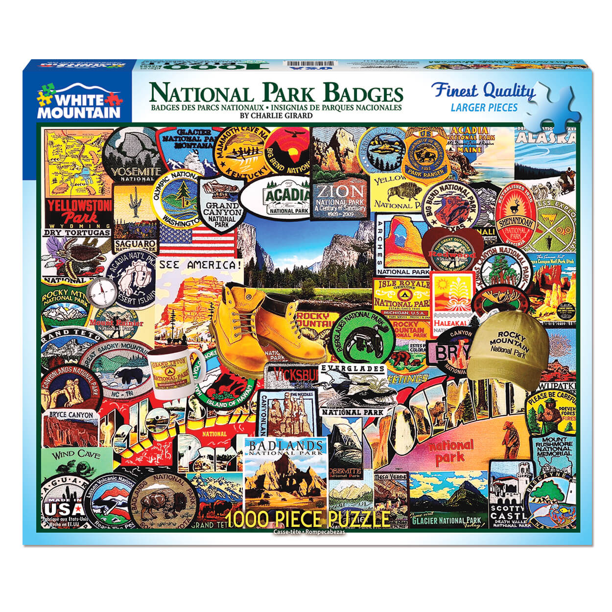 White Mountain Puzzles National Park Badges 1000 Piece Jigsaw Puzzle