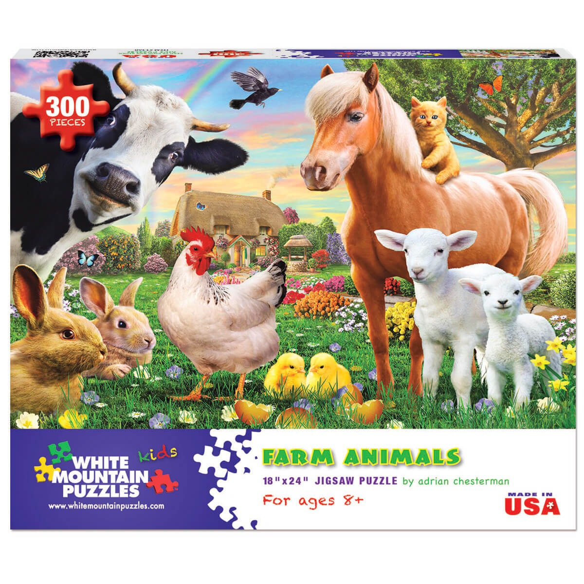 White Mountain Puzzles Farm Animals 300 Piece Jigsaw Puzzle